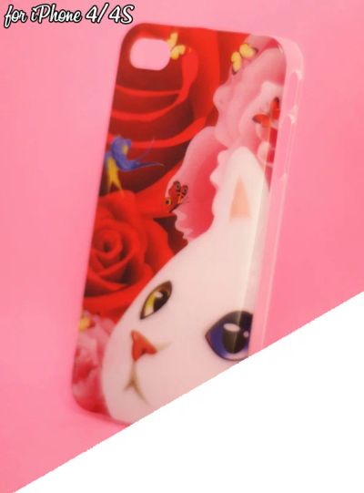 Лот: 4576236. Фото: 1. Чехол для iPhone 4/4S ПВХ кошка... Чехлы, бамперы