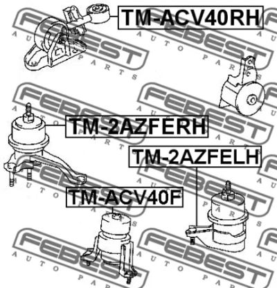 Лот: 18589156. Фото: 1. Подушка двигателя правая TM-ACV40RH... Двигатель и элементы двигателя