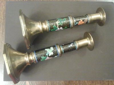Лот: 3403893. Фото: 1. Подсвечники бронза- эмаль (клуазоне... Предметы интерьера и быта
