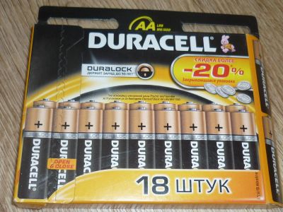 Лот: 6117982. Фото: 1. Батарейки Duracell LR6 18 штук... Батарейки, аккумуляторы, элементы питания