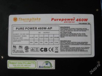 Лот: 130951. Фото: 1. Thermaltake PurePower 460W Blue... Корпуса, блоки питания