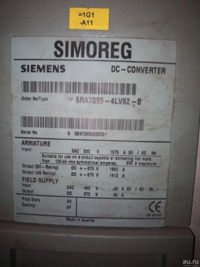 Лот: 16347068. Фото: 1. Тиристорный преобразователь simoreg... Промышленное