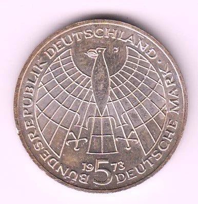 Лот: 11865328. Фото: 1. Германия 5 марок серебро 1973г... Германия и Австрия