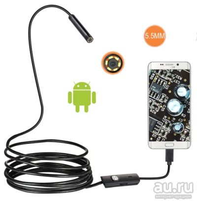 Лот: 13237453. Фото: 1. Диагностический USB microUSB эндоскоп... Диагностическое оборудование, измерительный инструмент