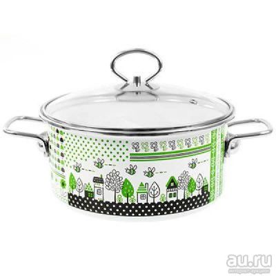 Лот: 13259239. Фото: 1. Кастрюля эмалированная 2,0л "GREEN... Кастрюли