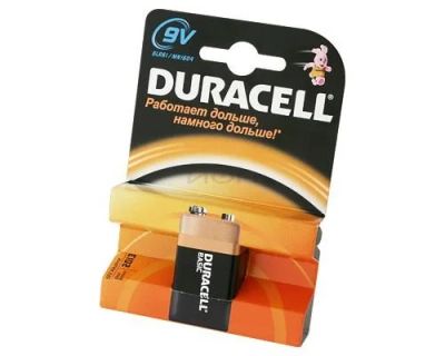 Лот: 8859383. Фото: 1. Батарейка Duracell 9V Крона. Батарейки, аккумуляторы, элементы питания