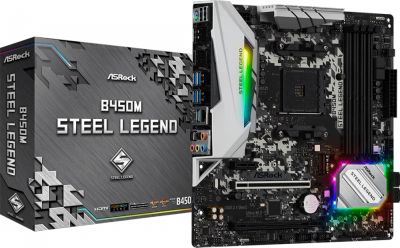 Лот: 19280688. Фото: 1. AsRock b450 steel legend. Материнские платы