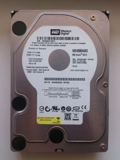 Лот: 4926859. Фото: 1. Жёсткий диск, винчестер WD4000AAKS... Жёсткие диски (HDD)