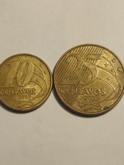 Лот: 25114557. Фото: 1. Две монеты Бразилии 2009 - 13... Америка