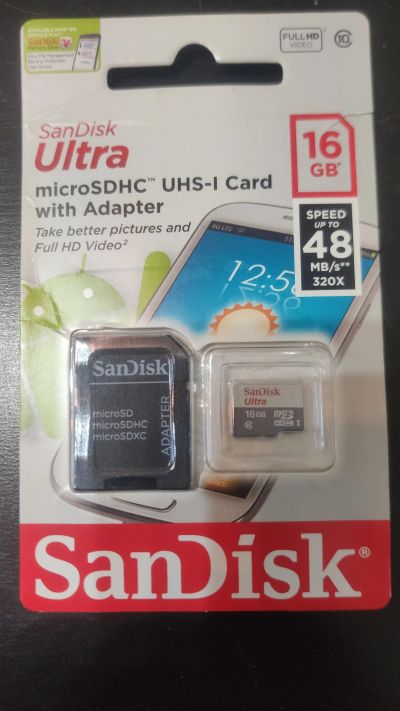 Лот: 19357172. Фото: 1. Карта памяти MicroSD 16 Gb SanDisk... Карты памяти