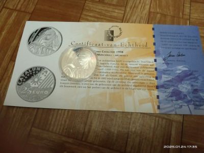 Лот: 24956518. Фото: 1. Каталония Испания 1998 25 евро... Европа