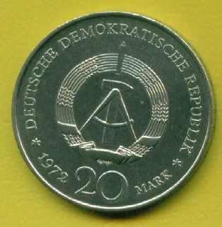 Лот: 8720321. Фото: 1. Германия ГДР 20 марок 1972 (М028... Германия и Австрия
