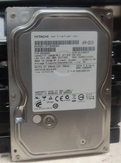 Лот: 20318117. Фото: 1. HDD 160 Гб/Hitachi/3,5''/Sata... Жёсткие диски (HDD)