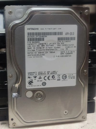 Лот: 20318117. Фото: 1. HDD 160 Гб/Hitachi/3,5''/Sata... Жёсткие диски