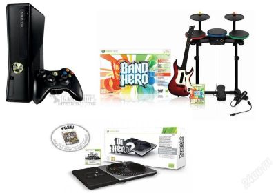 Лот: 2071680. Фото: 1. Xbox360 Slim + BandHero + DjHero2... Игровые приставки, консоли