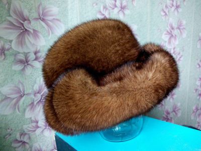 Лот: 7964945. Фото: 1. Шапка женская норковая (коричневая... Головные уборы