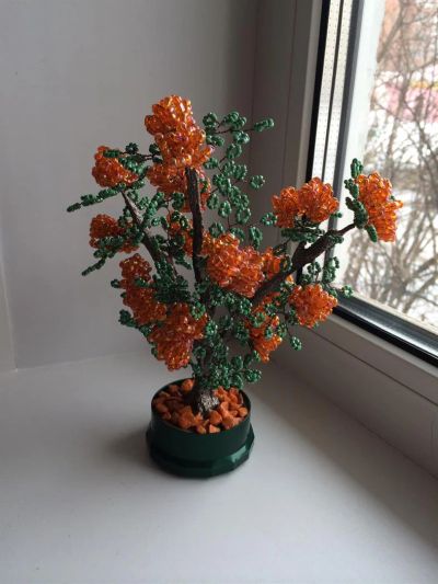 Лот: 3778708. Фото: 1. Оранжевое дерево малое. Бисероплетение