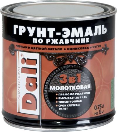 Лот: 16930307. Фото: 1. Dali краска 0.75 Коричневая молотковая. Краски, лаки, растворитель
