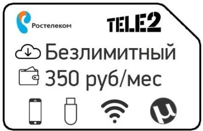 Лот: 11748155. Фото: 1. безлимитный интернет ТЕЛЕ2 ЗА... Телефонные номера, SIM-карты