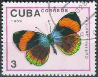 Лот: 21424202. Фото: 1. 1989. Куба. Бабочки. н.с. № 3276. Марки