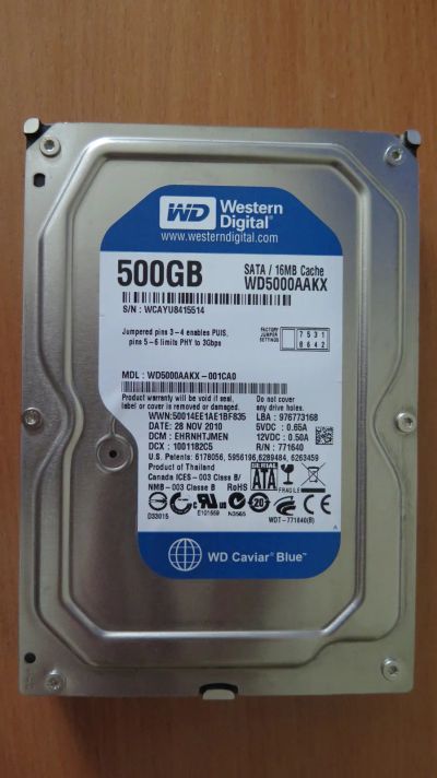 Лот: 19285600. Фото: 1. Жесткий диск WD Blue 500Gb (WD5000AAKX... Жёсткие диски (HDD)
