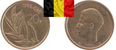 Лот: 19292849. Фото: 1. Бельгия 20 франков 1980 первый... Европа