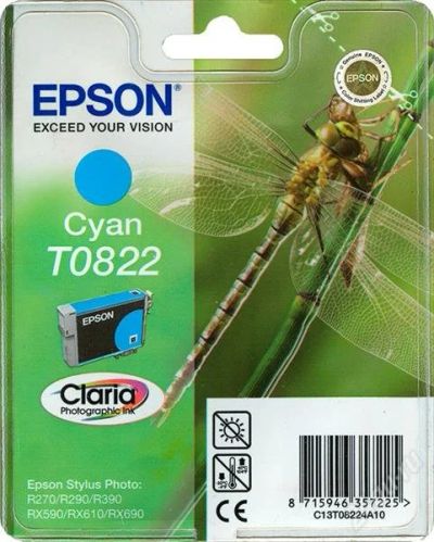 Лот: 2388892. Фото: 1. Картридж Epson T0822 Cyan (голубой... Картриджи, расходные материалы