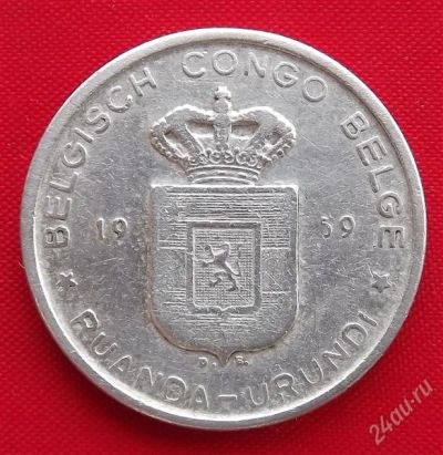 Лот: 2364065. Фото: 1. (№1934) 5 франков 1959 (Бельгийское... Африка