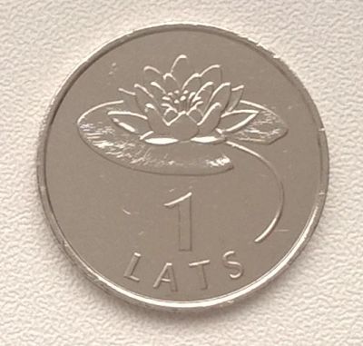 Лот: 7452281. Фото: 1. Латвия. 1 лат. 2008 год. Кувшинка. Страны СНГ и Балтии