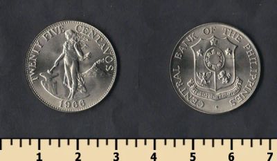 Лот: 5101516. Фото: 1. 25 сентаво Филлипины 1966г. Азия