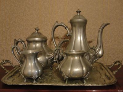 Лот: 17958541. Фото: 1. Кофейный оловянный сервиз. Сервизы, наборы посуды