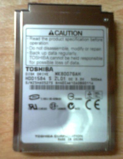 Лот: 3916050. Фото: 1. Жесткий диск 1,8" ( 80 ГБ ). Toshiba... Жёсткие диски (HDD)