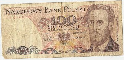 Лот: 2113790. Фото: 1. 100 злотых с рубля!!. Другое (банкноты)