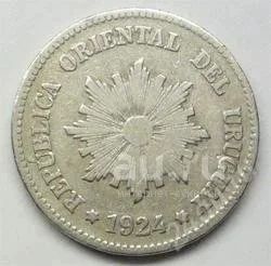 Лот: 18661035. Фото: 1. Уругвай. 2 сентесимо 1924г. Редкость... Америка