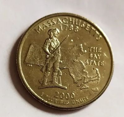 Лот: 25375510. Фото: 1. США 25 центов 2000 Штат Массачусетс... Америка