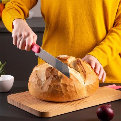 Лот: 24934641. Фото: 1. Нож для хлеба Trebonn 20см, розовая... Столовые приборы, ножи