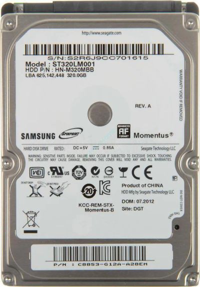 Лот: 20997411. Фото: 1. винтчестер samsung 2.5 320 гиг. Жёсткие диски (HDD)