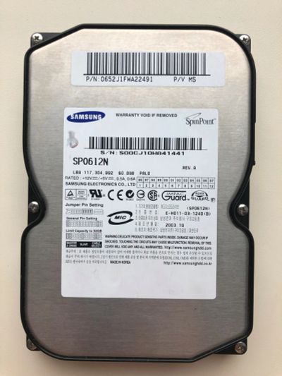 Лот: 19296865. Фото: 1. Неисправный IDE 60Gb Samsung SP0612N. Жёсткие диски (HDD)