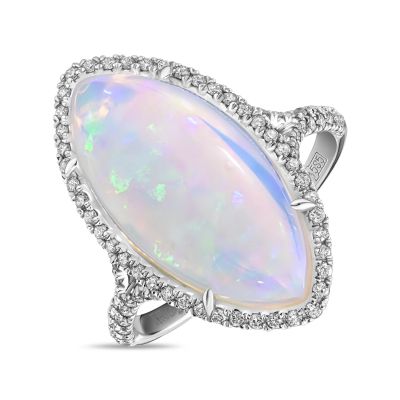 Лот: 24635420. Фото: 1. Кольцо с опалом и бриллиантами. Кольца, перстни