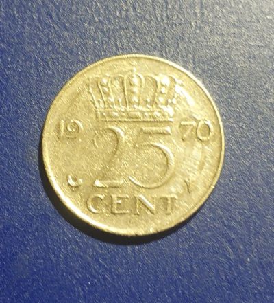 Лот: 25031460. Фото: 1. Нидерланды 25 центов 1970 г. Европа