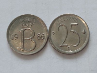 Лот: 15617994. Фото: 1. Бельгия 25 сантимов 1966 год... Россия и СССР 1917-1991 года