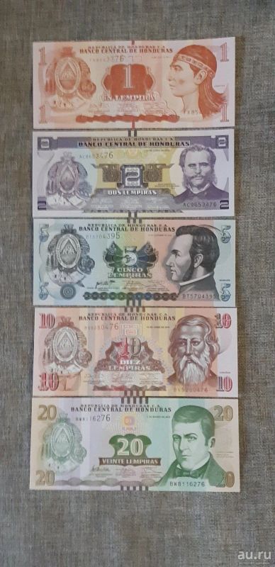 Лот: 15127423. Фото: 1. Гондурас набор из 5 банкнот 1... Америка