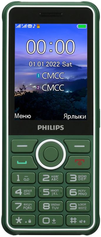 Лот: 24557311. Фото: 1. Телефон Philips Xenium E2301 Зеленый. Кнопочные мобильные телефоны