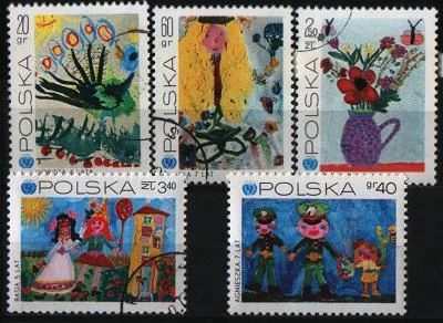 Лот: 9837394. Фото: 1. Польша - дет.рисунки - 5 марок. Марки