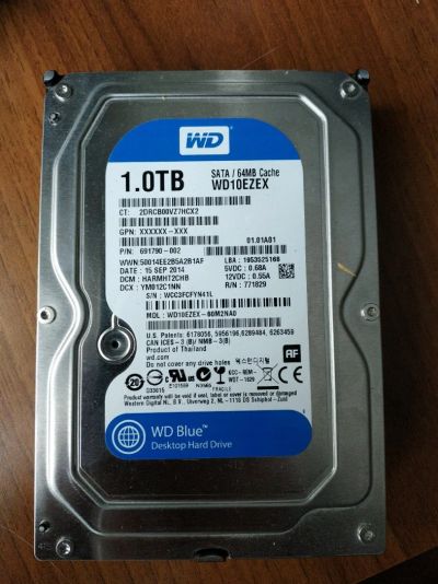 Лот: 12885399. Фото: 1. Жесткий диск WD Blue/WD10EZEX... Жёсткие диски (HDD)