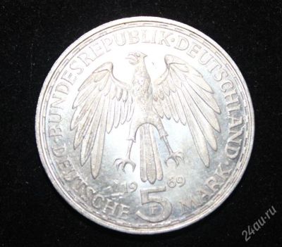 Лот: 1781721. Фото: 1. 5 марок юбилейные 1969 год. Германия. Европа