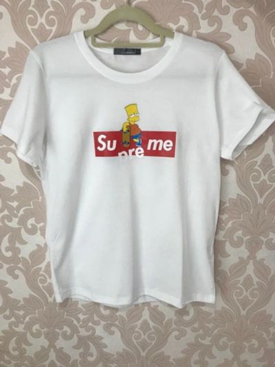 Лот: 12138976. Фото: 1. Футболка supreme барт белая по... Футболки, поло
