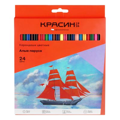 Лот: 20617719. Фото: 1. Карандаши 24цв. Красин "Алые Паруса... Ручки, карандаши, маркеры