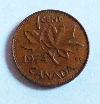 Лот: 25582474. Фото: 1. Канада 1 цент 1974. Америка