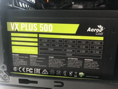 Лот: 17696712. Фото: 1. Блок питания Aerocool 500w. Корпуса, блоки питания
